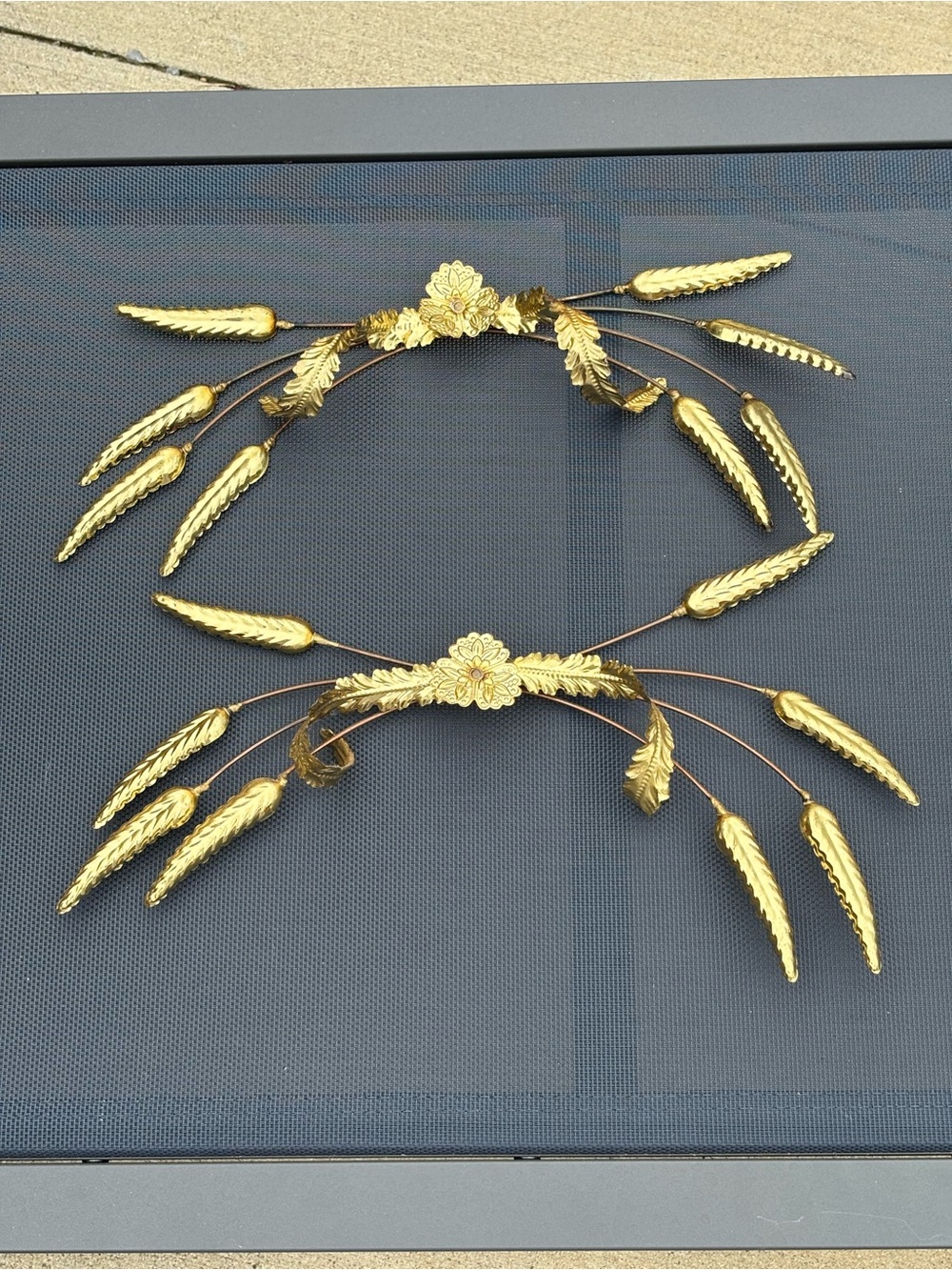 2-Vintage Brass Wheat Swags Wall Hangings 70’s MCM Retro Art Decor Gold Tone